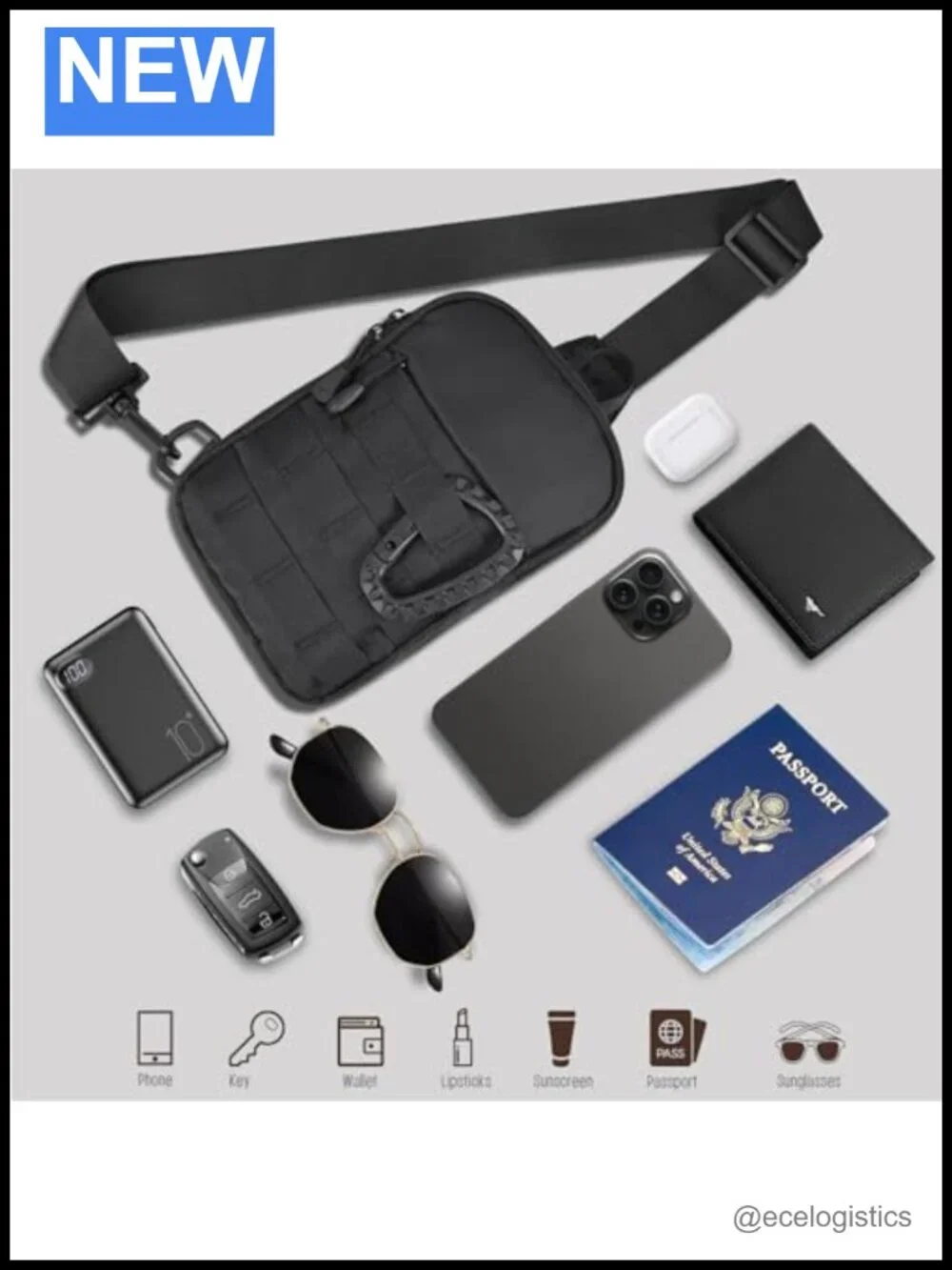 Tactical Mini Crossbody Sling Bag with MOLLE Webbing, Waterproof Nylon EDC